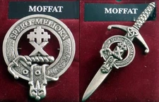Moffat Scottish Clan Crest Pewter Badge or Kilt Pin 