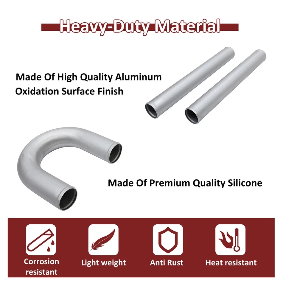 2.5" Aluminum Turbo Intercooler Elbow Pipe Kit +Silicone Hose+Clamp Universal - Image 3 of 4