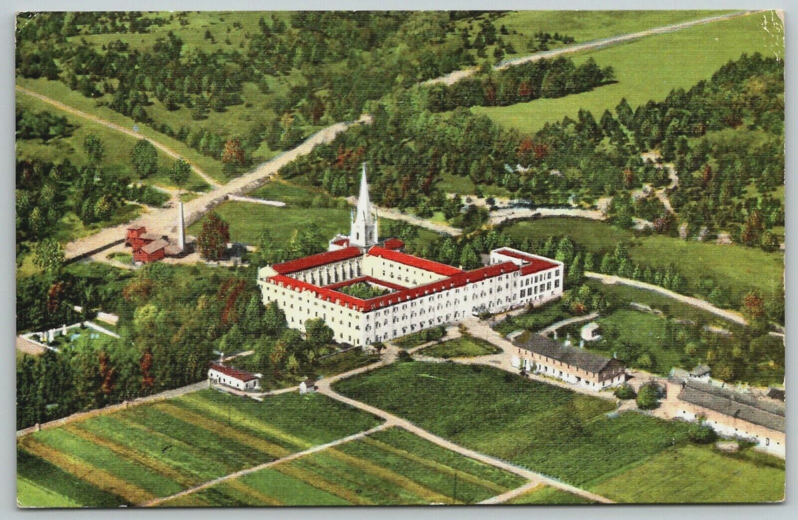 Vintage Postcard - Airplane View - Abbey Of Gethsemani - Trappist Kentucky  - Ky | Ebay
