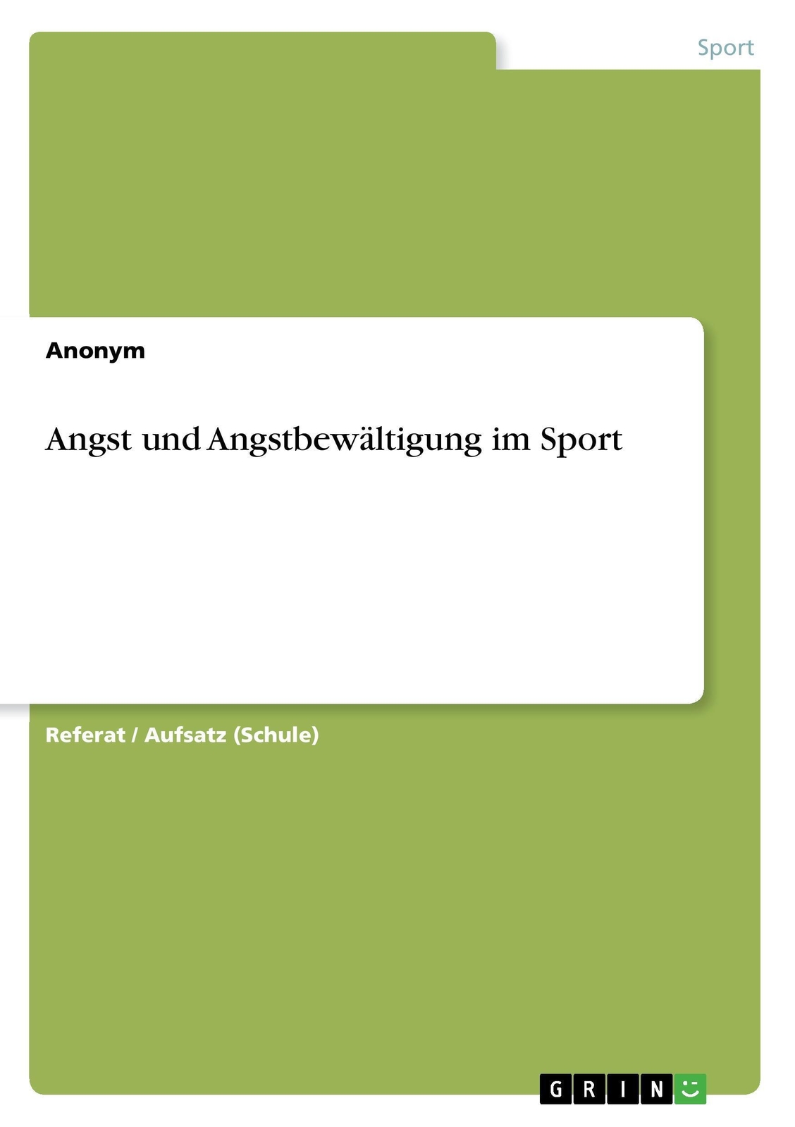 Thumbnail - Anonym | Angst Und Angstbewältigung Sport | Taschenbuch | Deutsch