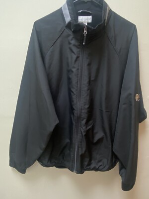 Cutter Buck CB WeatherTec Windbreaker Full Zip Jacket Black Sz L Fleece  PGA