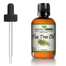 Pure Organic Tea Tree Essential Oil For Skin, Hair, Face 4 fl oz Glass Bottle