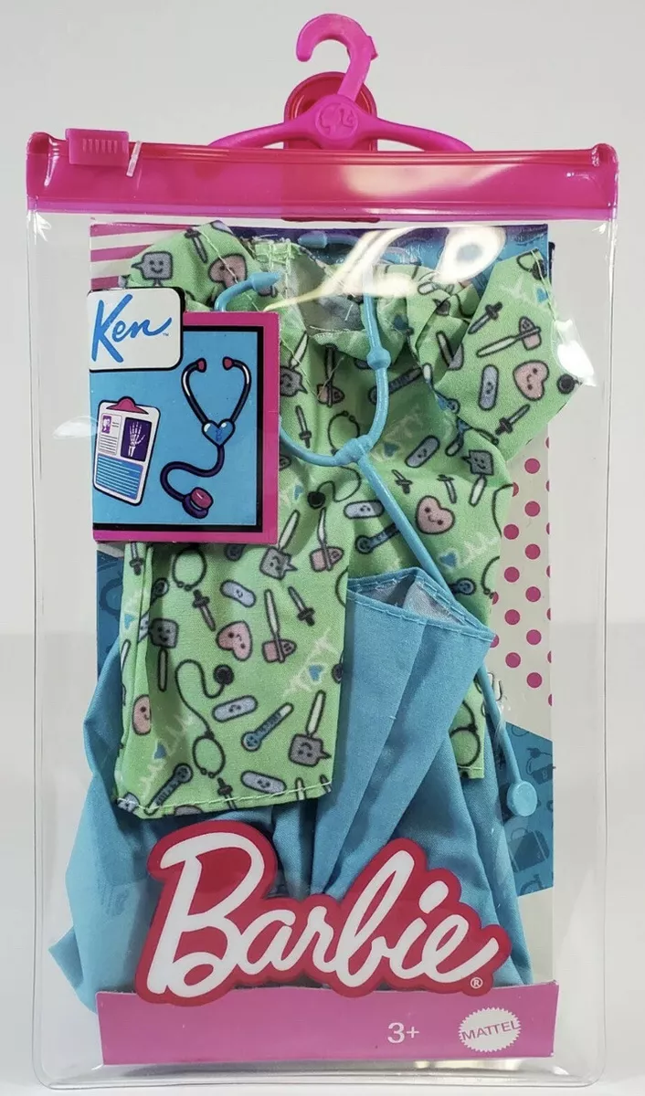 MATTEL Barbie KEN DOLL DR SCRUBS AND STETHESCOPE CLOTHES SET NEW NO BOX