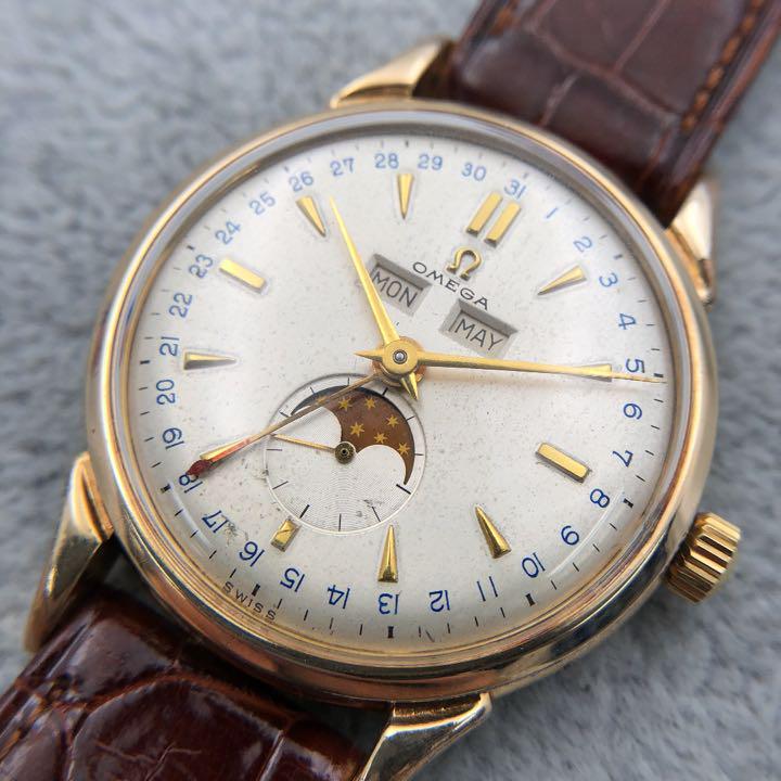 Rare omega triple calendar 2486-2 hand-rolled 214159 analog watch 