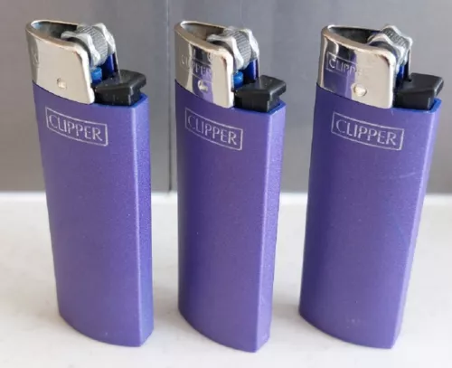 Genuine Clipper   SOLID  Black Refillable Flint normal flame - 4 Pack +3 PurpleC - Picture 2 of 2