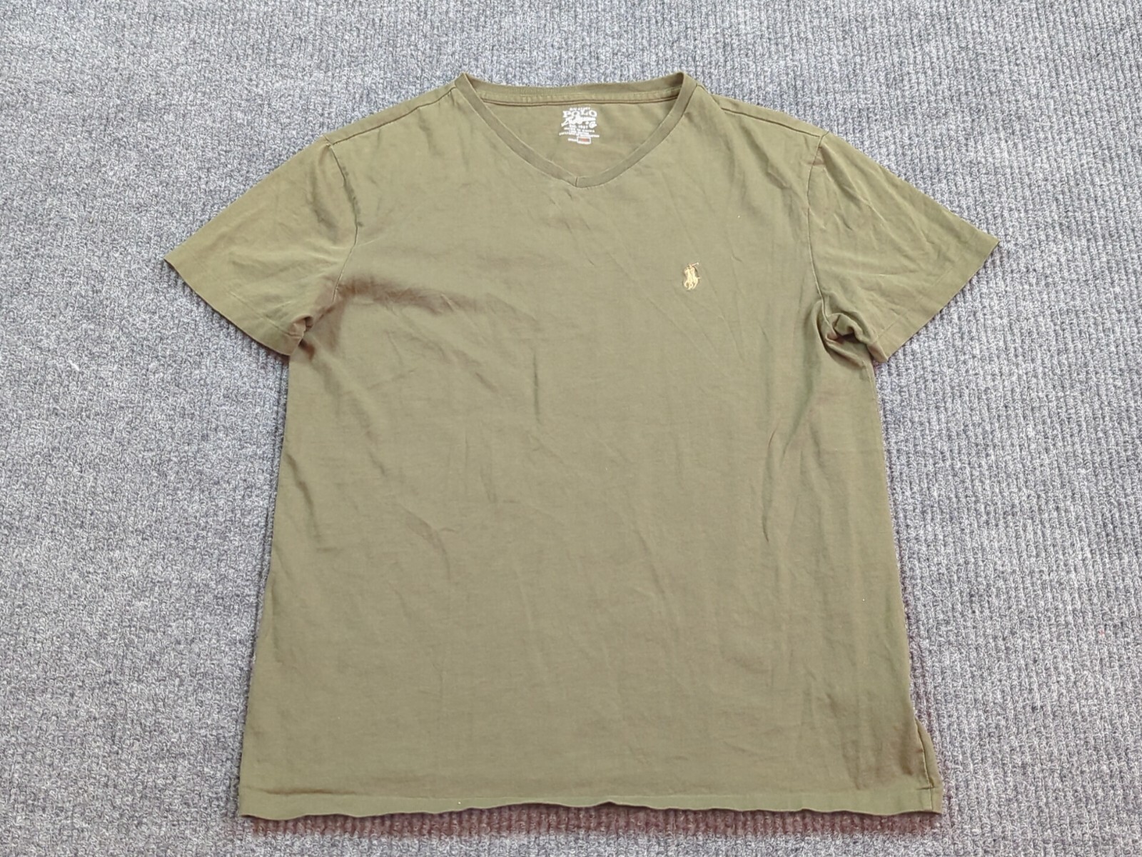 Polo Ralph Lauren camicia uomo piccola verde scollo a V manica corta pony cotone
