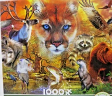 Ceaco Animal Kingdom Puzzle 1000PCS Cougar Bear Caribou Eagle New Sealed Open Bx