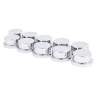 United Pacific 10755 3/4" X 5/8" Chrome Plastic Flat Top Nut Covers - Pack of 10