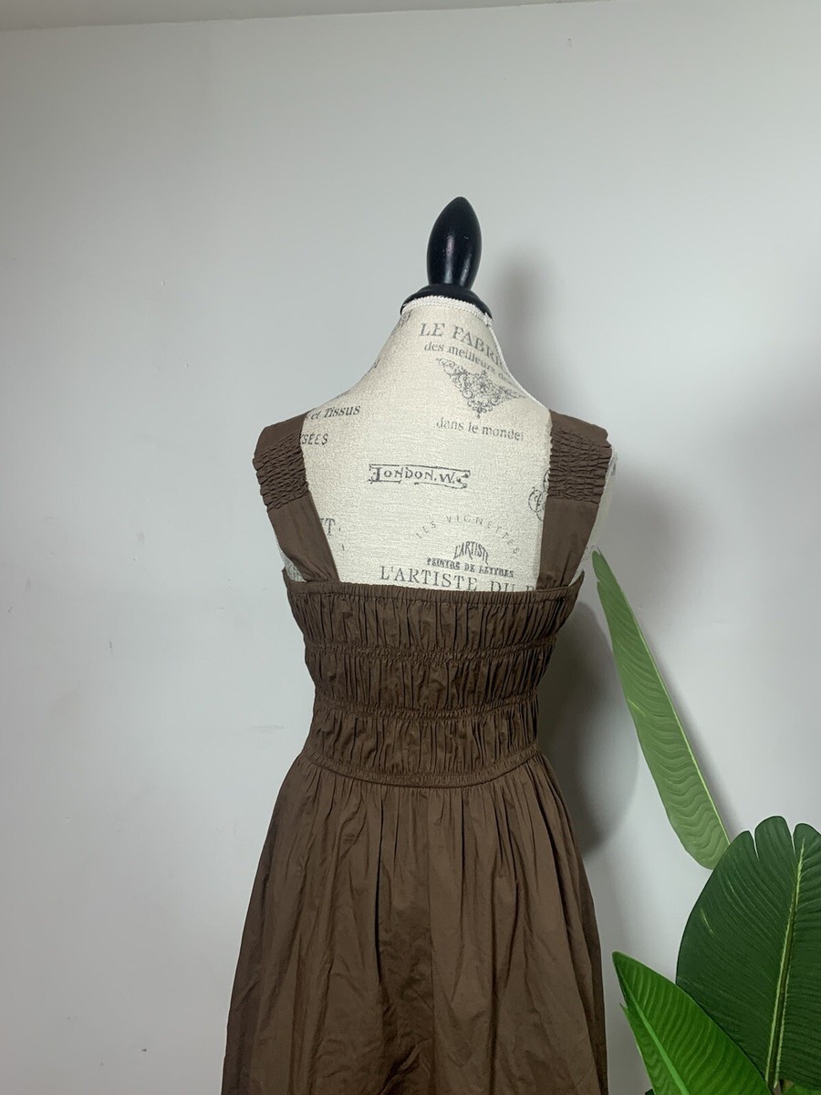 smocked drop waist midi dress Everlane Smocked Column Dress In Blue Dusk, Size XXL, Viscose main image 0