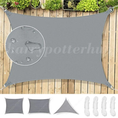 WATERPROOF HEAVY DUTY SUN SHADE SAIL GARDEN PATIO AWNING CANOPY 98% UV BLOCK UK