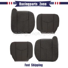 Driver Passenger Bottom Top Cloth Seat Cover Dark Gray For 03-07 Sierra 1500 Z71