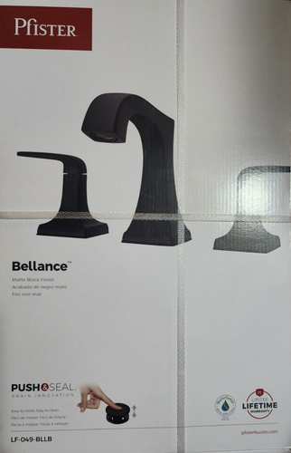 Pfister Venturi 2-Handle 8″ Widespread Bathroom Faucet With Push & Seal – Matte