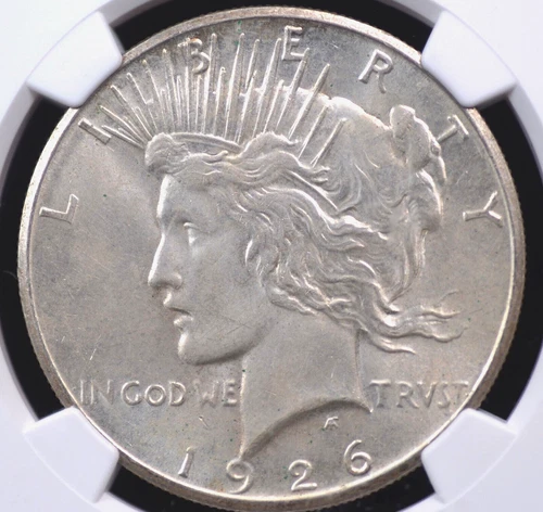 1926 S PEACE DOLLAR NGC MS 62 MATTE LIKE SLIGHTLY GREYING SILVER WITH FULL
