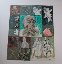 LARGE  PAINTING 1984 MODERNIST EXPRESSIONISM PORTRAIT ABSTRACT SMOKING CLOWN