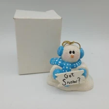 Encore Snowberry Cuties Snowman With Sign 2001 Christmas Ornament #110007 Boxed