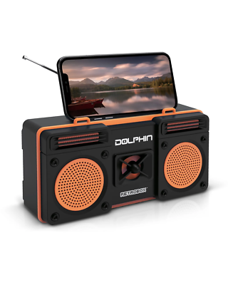 New Dolphin RTX-20 Retrobox Portable Bluetooth Radio Built-In Bass