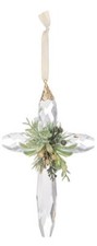 Mid West 7" Kissing Krystals Mistletoe Berry Religious Cross Christmas Ornament