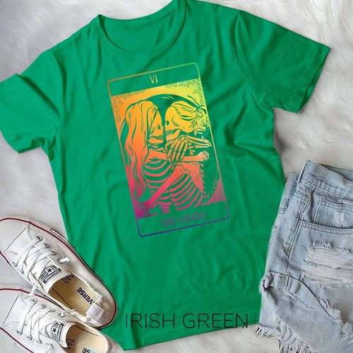 T-shirt unisex The Lovers tarocchi arcobaleno occulto gotico scheletro lesbico - Foto 2 di 11