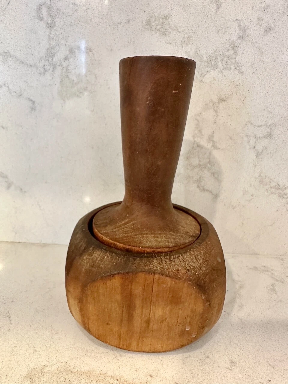 VINTAGE DAN DROZ FOR LAUFFER TEAK MORTAR AND PESTLE 1970s