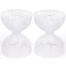 Home Square Modern Metal End Table in White Finish - Set of 2
