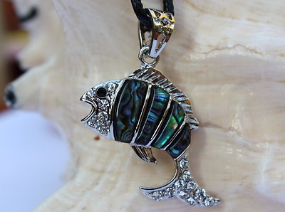 Muschel Perlmutt Perlen Schmuck Anhänger Collier mit Schnur Halskette Kette nbhj