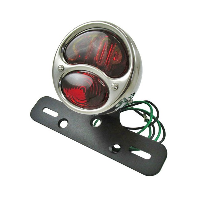 Motorcycle Fender Mount License Plate Holder Model A DUOLAMP "STOP