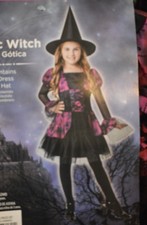 Girl's Halloween Gothic Witch 2 Pc Costume Outfit M 8-10 , L 10-12 , XL 14-16