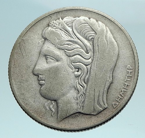 1930 GRIECHENLAND Demeter mit Korn antike echte antike 10 Drachmen Münze I79461