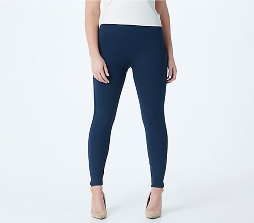Ankle Length Ponte Hem Slit Leggings 