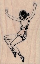 Lady Falling 2 1/2 x 3 3/4" Rubber Stamp, People Stamp, Woman Stamp
