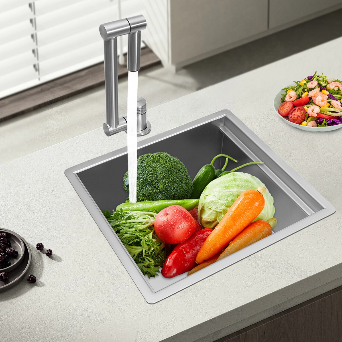 11.4x13x6.5 in Undermount Workstation Kitchen Sink Single Bowl +