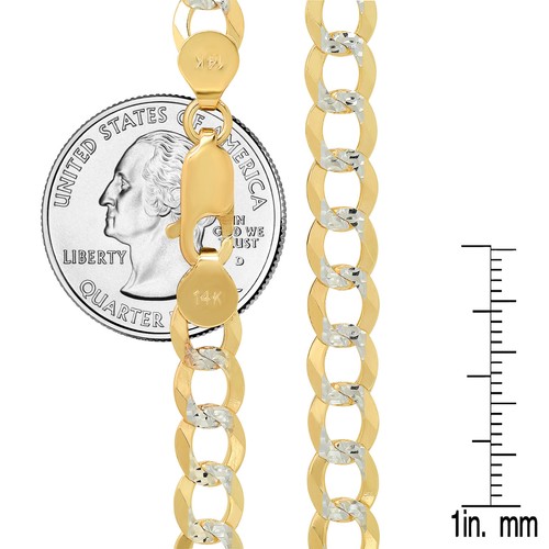 Solid 14k Yellow Gold Cuban Link Chain Necklace D/cut 1.5mm-10mm Sz 16"-30" - 第 16/21 張圖片