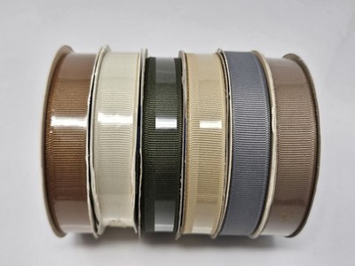 Lot Offray Grosgrain Polyester Craft Ribbon 5/8'' x 20 YDS Rolls Spools Neutral