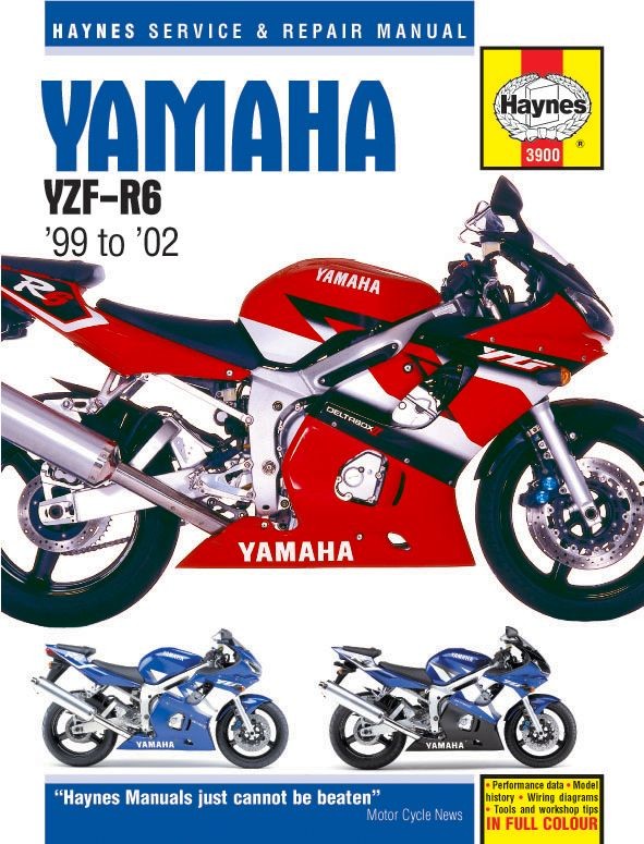 Livre d'atelier Haynes d'origine pour moto Yamaha YZF-R6 millésimes 1999 à 2002
