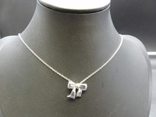 Tiffany & Co. Peretti Bow Ribbon Necklace Pendant 925 Sterling Silver (No Box)