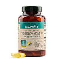 NatureWise Ultra Omega 3 Fish Oil 2200 mg - Triglyceride Form - Lemon Flavor - +