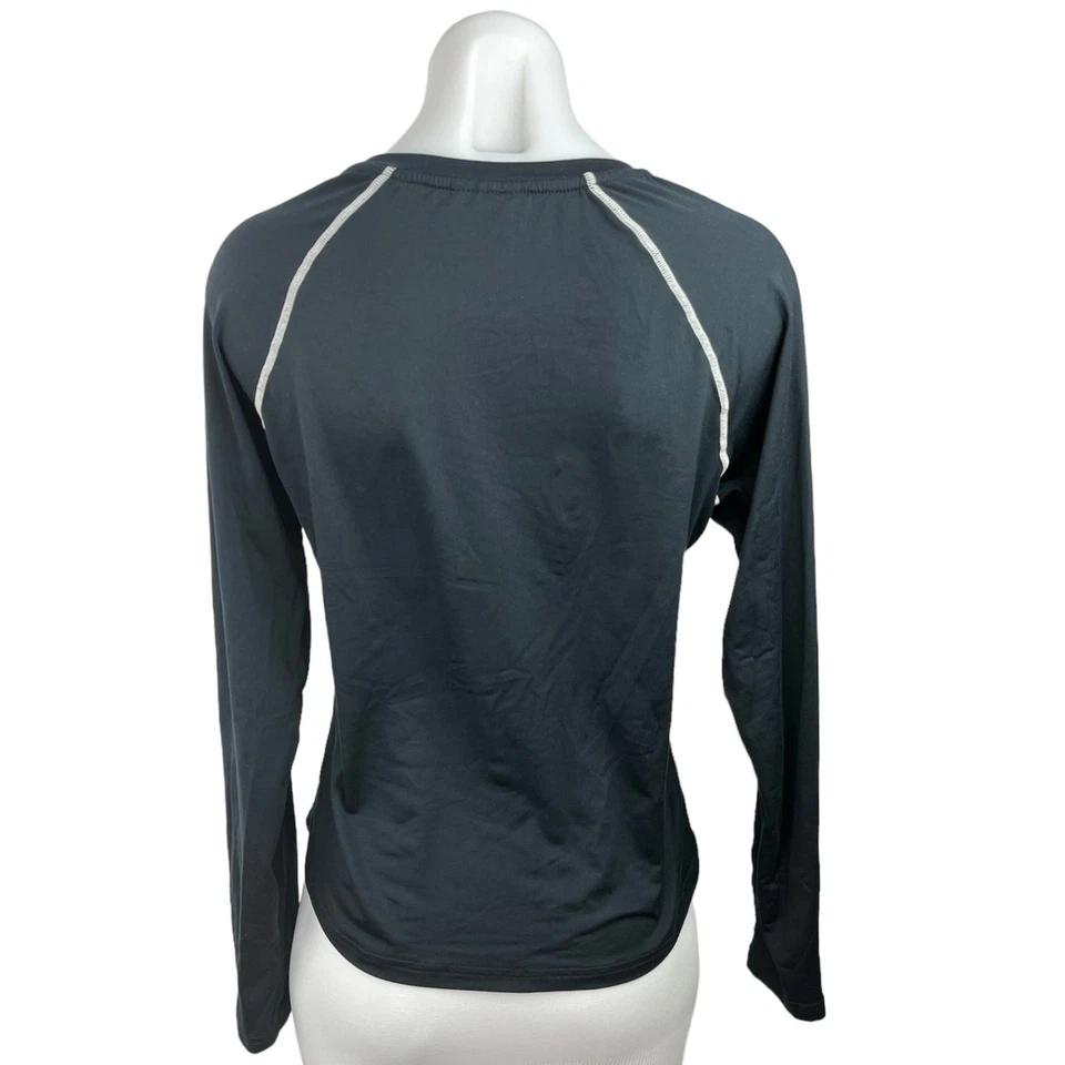 Terez Black Crewneck Activewear Fitness Gym Yoga Long Sleeve Pullover Top Size S - Image 2 of 3