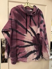 Victoria Secret PINK Tie Dye Logo Sleeve Kangaroo Pocket Hoodie Sweatshirt Sz XL