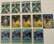 RICKEY HENDERSON FLEER ASSORTED CARD LOT (13) 1982(3),1983,1984(4),1985(3) EX. 