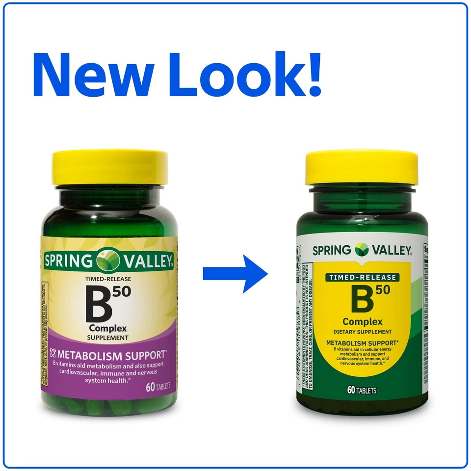 Spring Valley B-50 Complex Timed-Release Tablets Dietary Supplement, 60 Count - Image 4 of 4