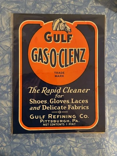 Gulf Gas-O-Glenz Cleaner Poster PRINT 8.5" x 11 Vintage Ad Sign Gas Quart Gallon