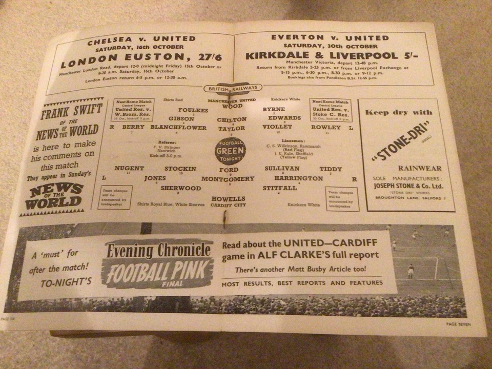 Manchester United v Cardiff City Programme 09/10/54 | eBay UK