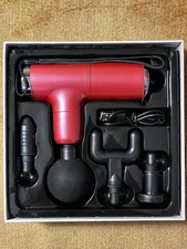 Mini Massager With Four Interchangeable Heads, Pink, New in Box