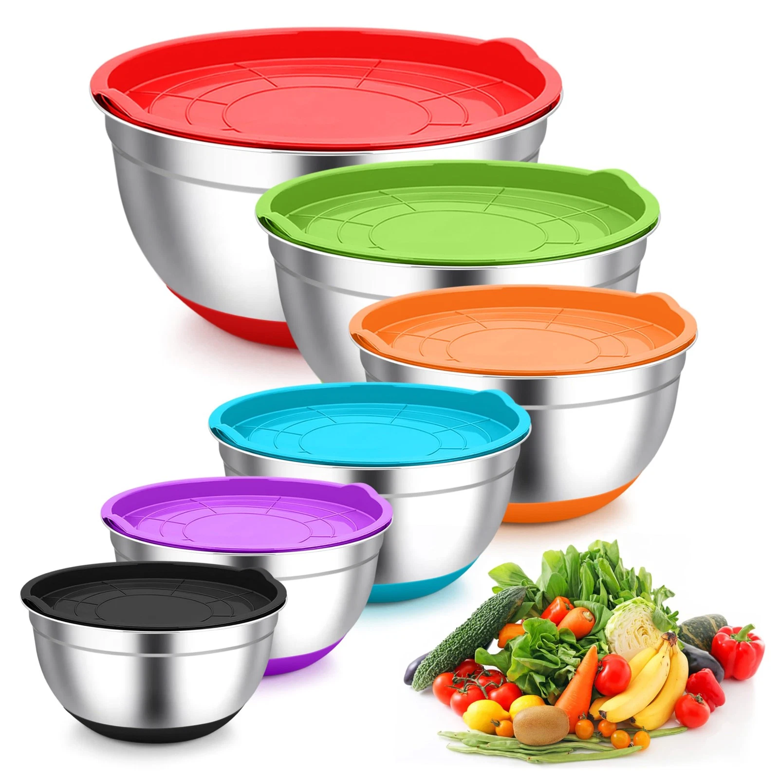 Mixing Bowls, Stainless Steel Mixing Bowls with Lids, Nesting Salad Bowls wit...