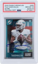 Tua Tagovailoa Dolphins Signed 2020 Panini Chronicles #442 PSA 10/10 Rookie Card. rookie card picture