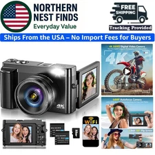 Versatile 4K Digital Camera with 64MP Resolution & 16X Zoom - Ideal for Vlogging