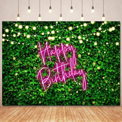 Greenery Grass Birthday Photo Backdrop Banner for Women Summer Tropical Bday ...