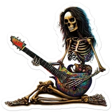 Skeleton Skull Guitar Rock - Vinyl Decal Sticker - Car Window Laptop - ebn9120