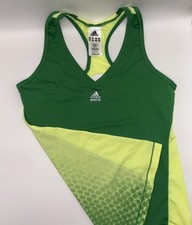 ADIDAS Climacool Techfit Mesh Racerback Green Yellow Tank Top Women's Medium