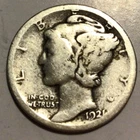 Key 1921-D Mercury Silver Dime, VG. C91